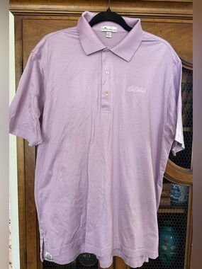 Peter Millar Sea Island Logo Knit Golf Polo. Lavender purple. Large.